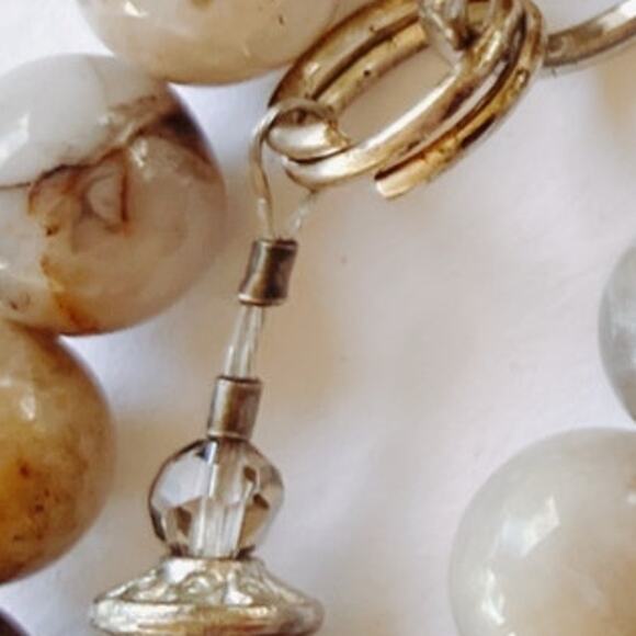 VTG Extra Long Jasper Beaded Necklace Boho Natural Stone Barrel Spacers 50", Y2K - Picture 10 of 10